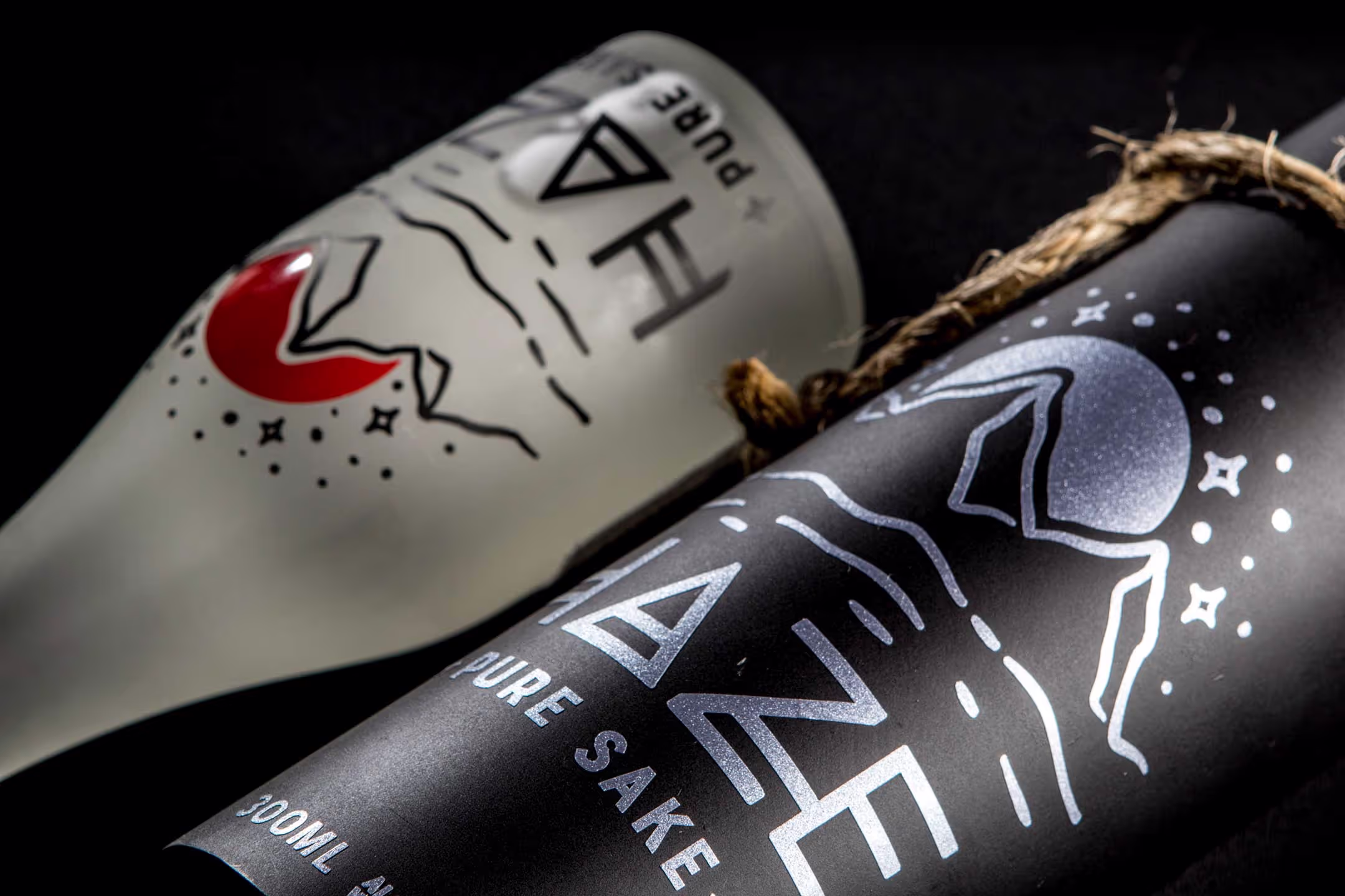 A close-up look at the pure sake variation of the Haze Sake set, showcasing the detailed vinyl labeling and intricate branding.